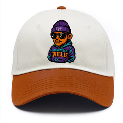 Manhattan Willie wearing Kansas State beanie with powercat patch - Two Tone Cap - Orange