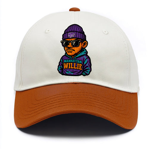 Manhattan Willie wearing Kansas State beanie with powercat patch - Two Tone Cap
