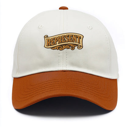 Bold typography design - "REPRESENT" - showing where you from - Two Tone Cap - Orange