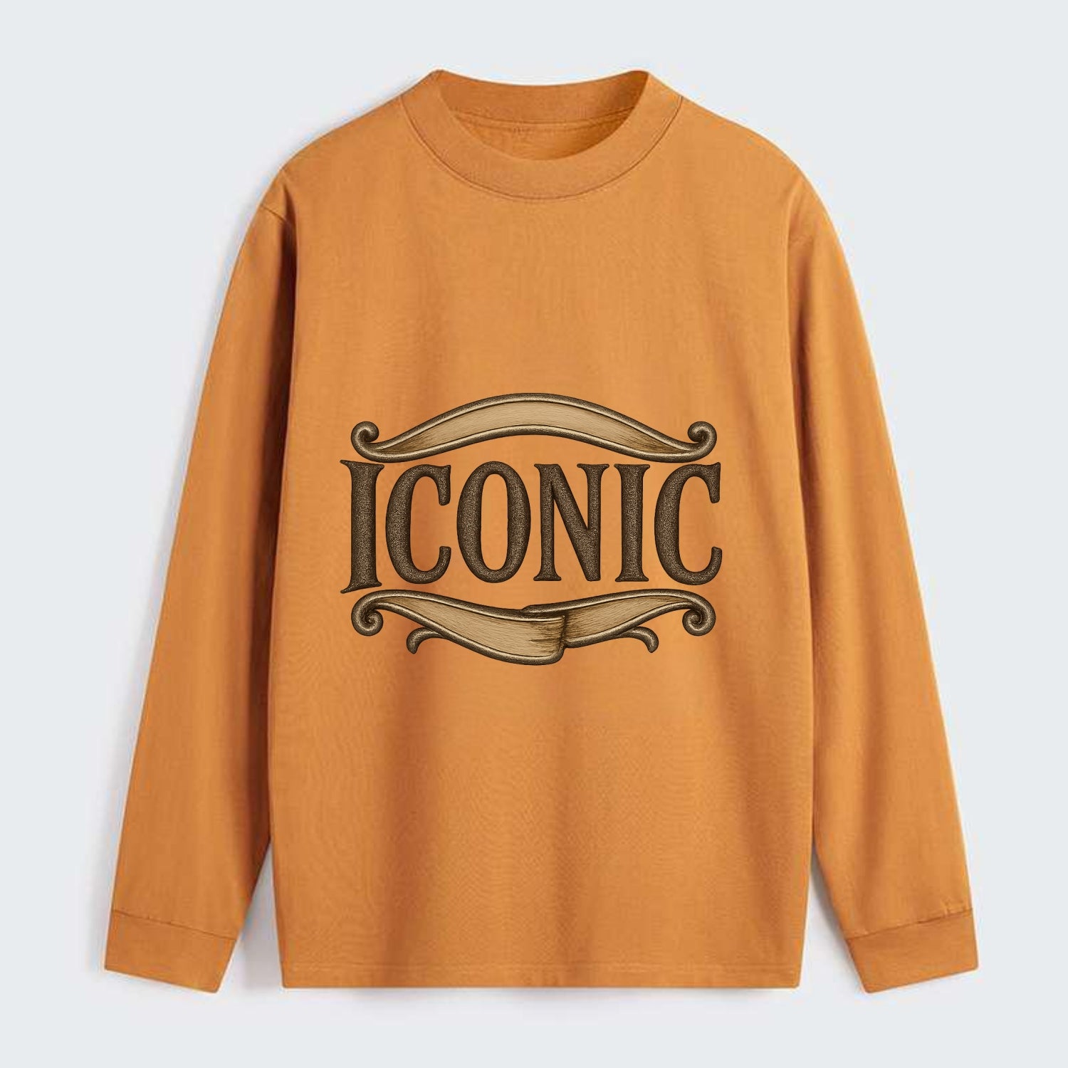 Bold typography design - "ICONIC" - instantly recognizable, trendsetter - Classic Long Sleeve Shirt - Orange