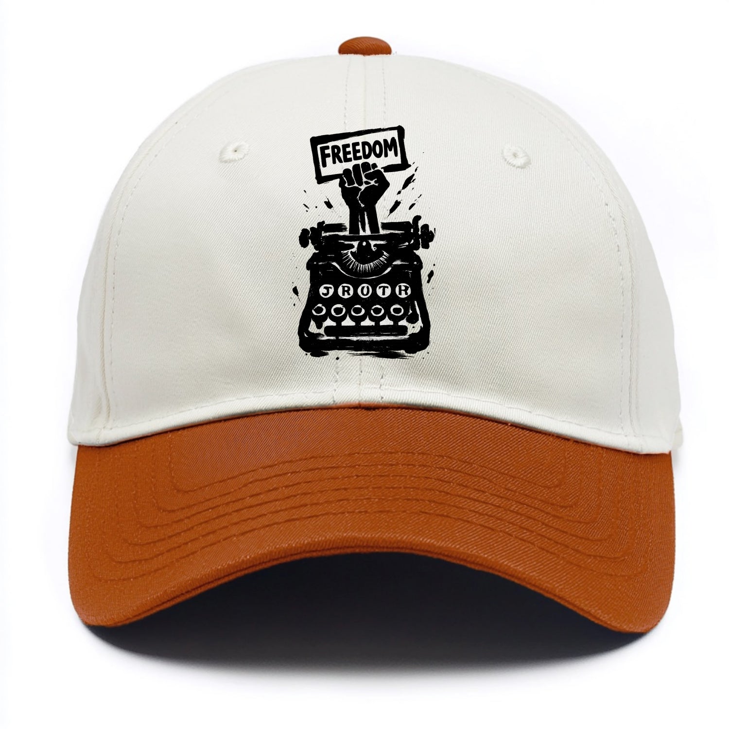 Typewriter keys - journalism and truth ink art - Two Tone Cap - Orange
