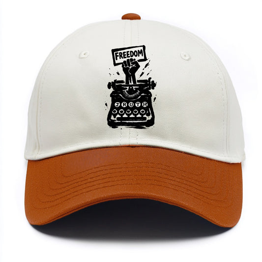 Typewriter keys - journalism and truth ink art - Two Tone Cap - Orange