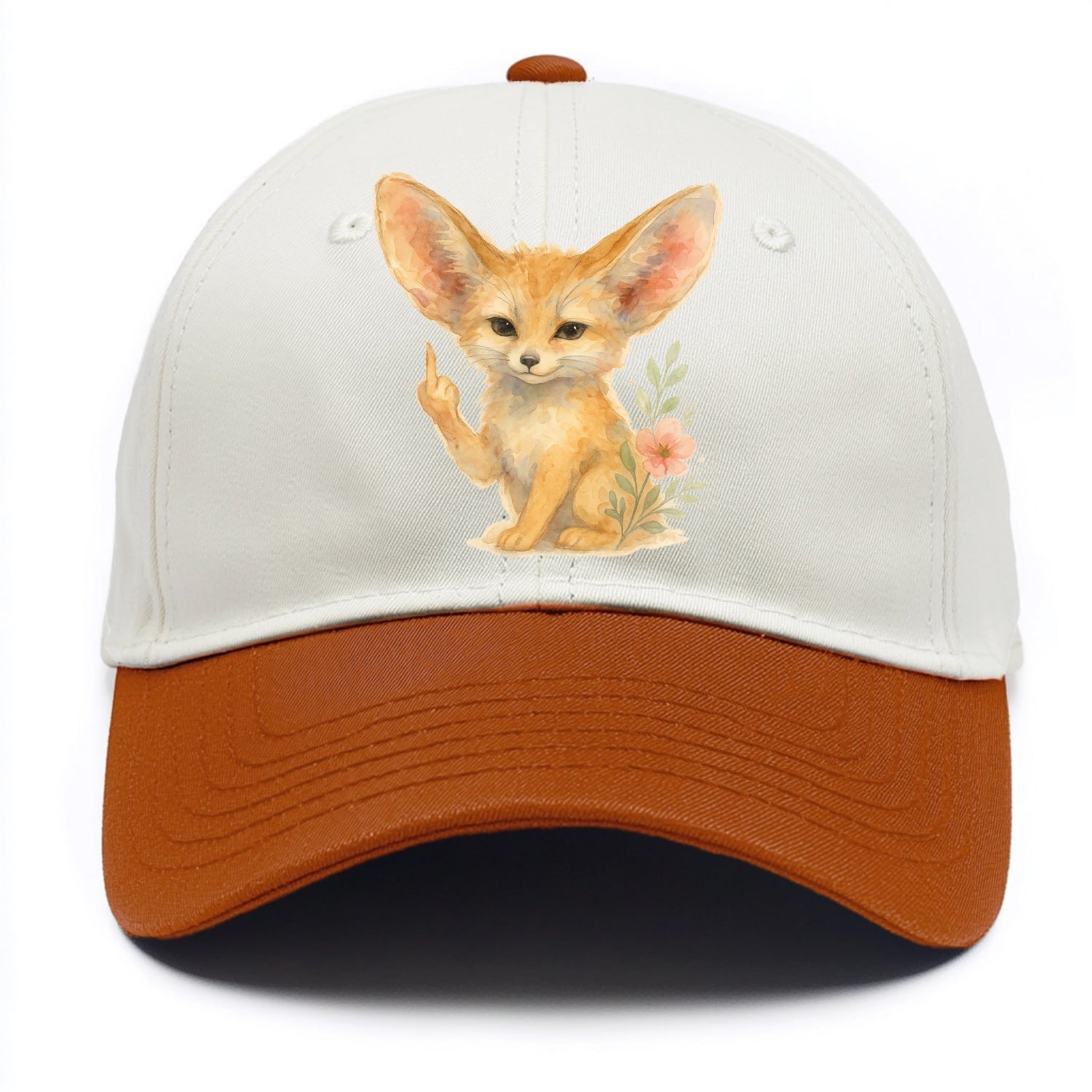 tiny fennec fox with oversized ears, one small paw raised in sass - Two Tone Cap - Orange