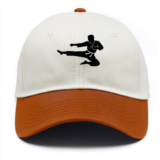 Martial artist flying kick - Two Tone Cap - Orange