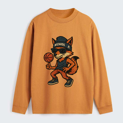 Washington Fox wearing Wizards beanie with capitol patch and wayfarer - Classic Long Sleeve Shirt - Orange