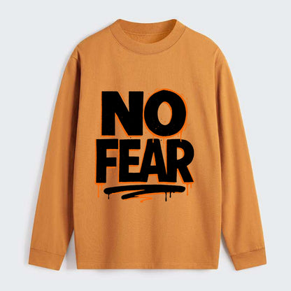Bold typography design - "NO FEAR" - courage, bravery - Classic Long Sleeve Shirt - Orange