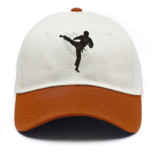 Taekwondo athlete spinning heel kick - Two Tone Cap