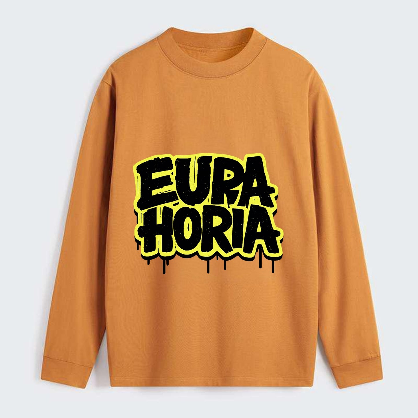 Bold typography design - "EUPHORIA" - intense happiness, ecstasy - Classic Long Sleeve Shirt - Orange