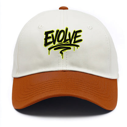 Bold typography design - "EVOLVE" - changing, becoming better - Two Tone Cap - Orange