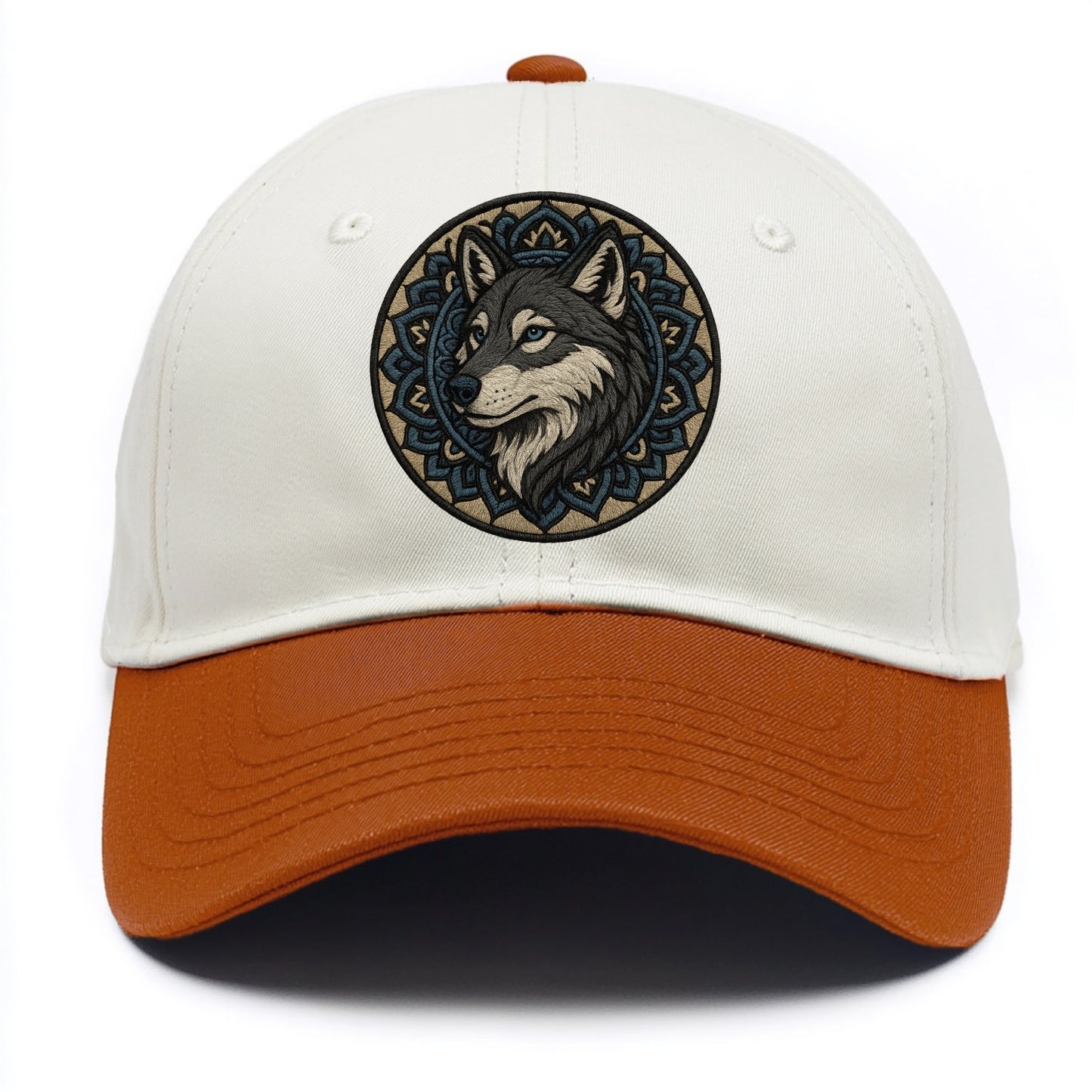 Mandala Wolf Pattern  - Two Tone Cap - Orange