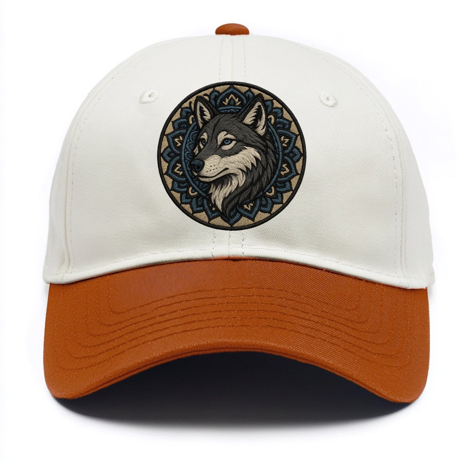 Mandala Wolf Pattern  - Two Tone Cap - Orange