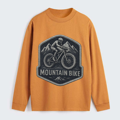 Mountain bike with rugged tires - cyclist badge - Classic Long Sleeve Shirt - Orange