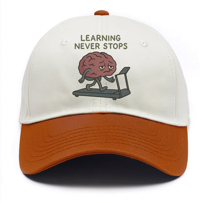 LEARNING NEVER STOPS | Exhausted brain on treadmill - Two Tone Cap - Orange