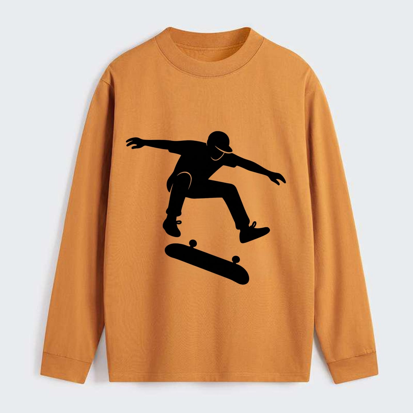 Skateboarder doing kickflip trick - Classic Long Sleeve Shirt - Orange