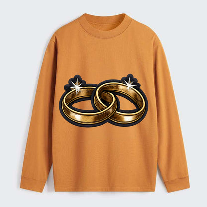 WEDDING RINGS - interlocked bands in gold , marriage - Classic Long Sleeve Shirt - Orange