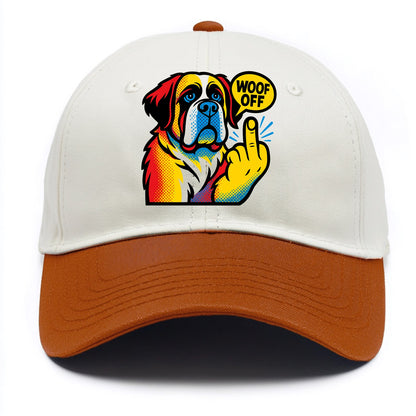 Saint Bernard with gentle giant face and droopy jowls, huge paw raised - Two Tone Cap - Orange