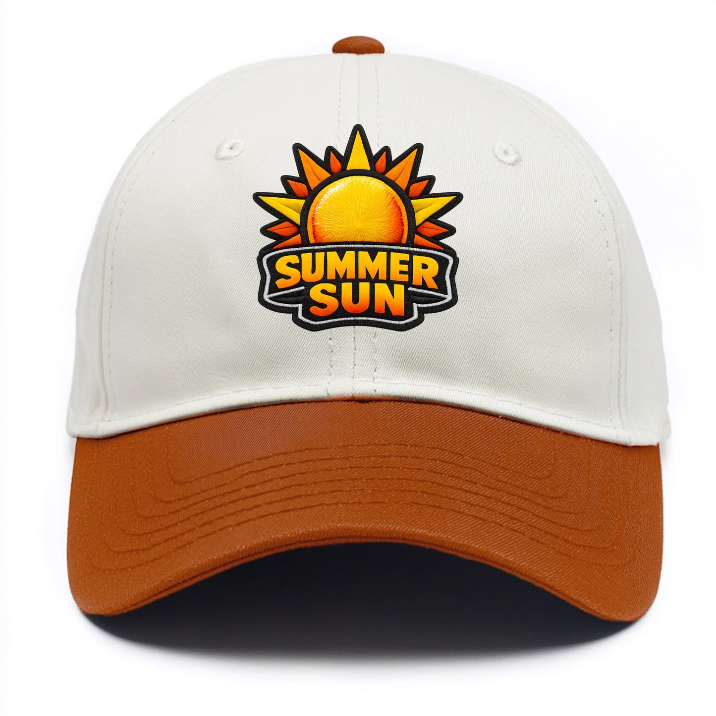 SUMMER SUN - bright sun with rays in yellow and orange , hot season - Two Tone Cap - Orange