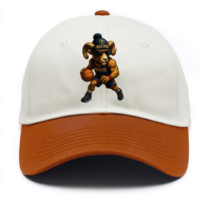 Mile High Bighorn wearing Nuggets beanie with mountain patch and wayfarer sunglasses - Two Tone Cap - Orange