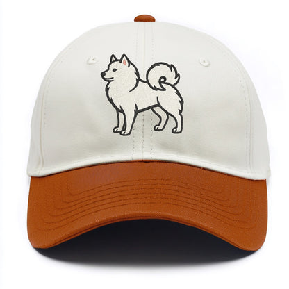 American Eskimo Dog - White spitz embroidered standing design - Two Tone Cap - Orange