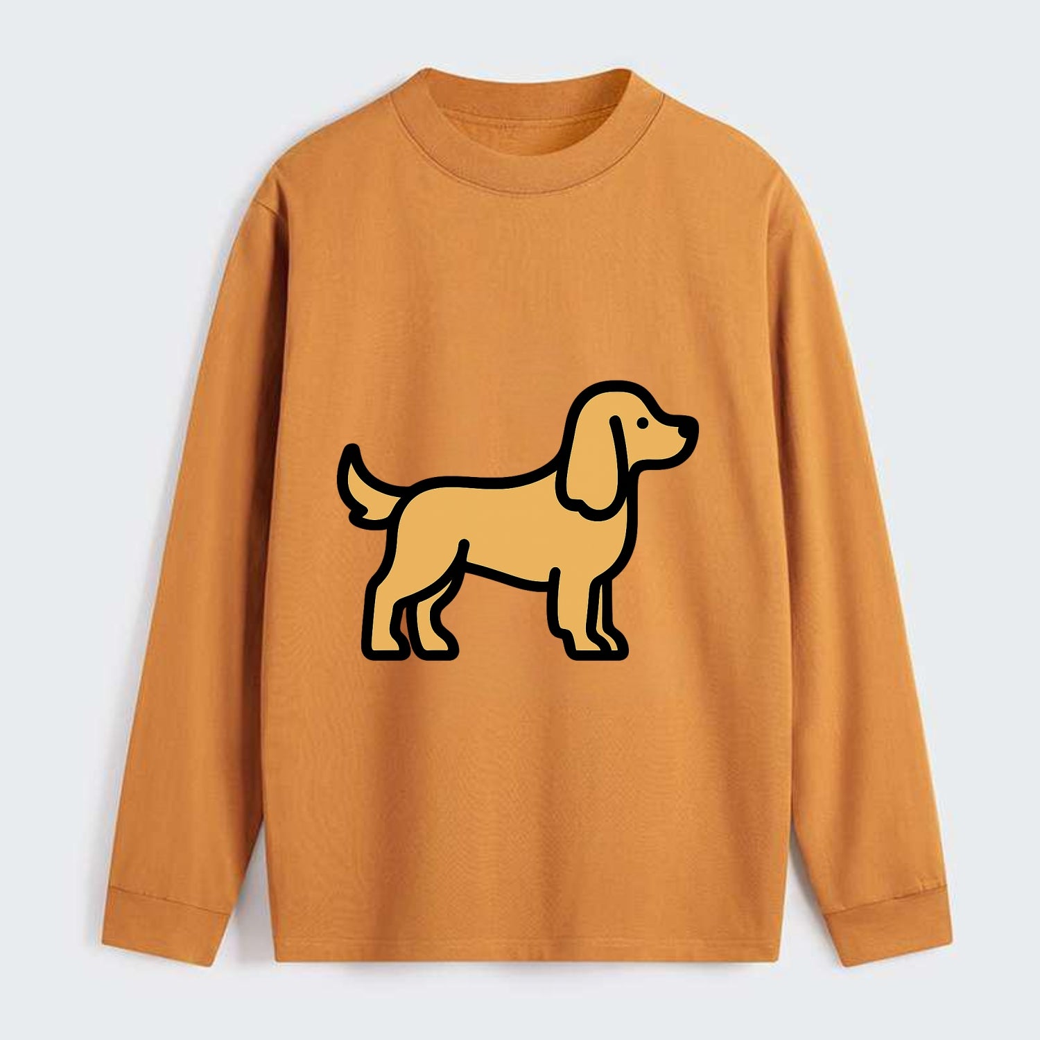 Cocker Spaniel - Golden colored flat side profile - Classic Long Sleeve Shirt - Orange