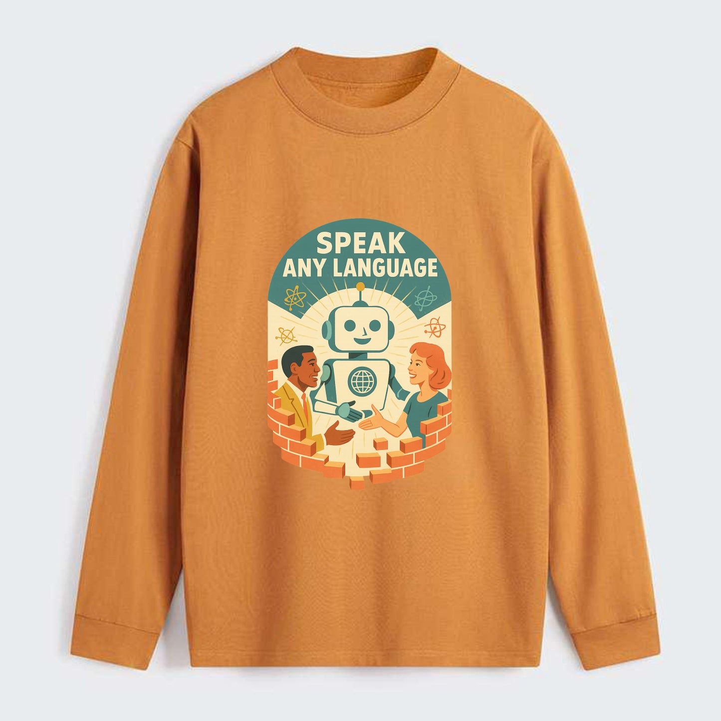 Language learning AI breaking down barriers - "Speak Any Language" - - Classic Long Sleeve Shirt - Orange