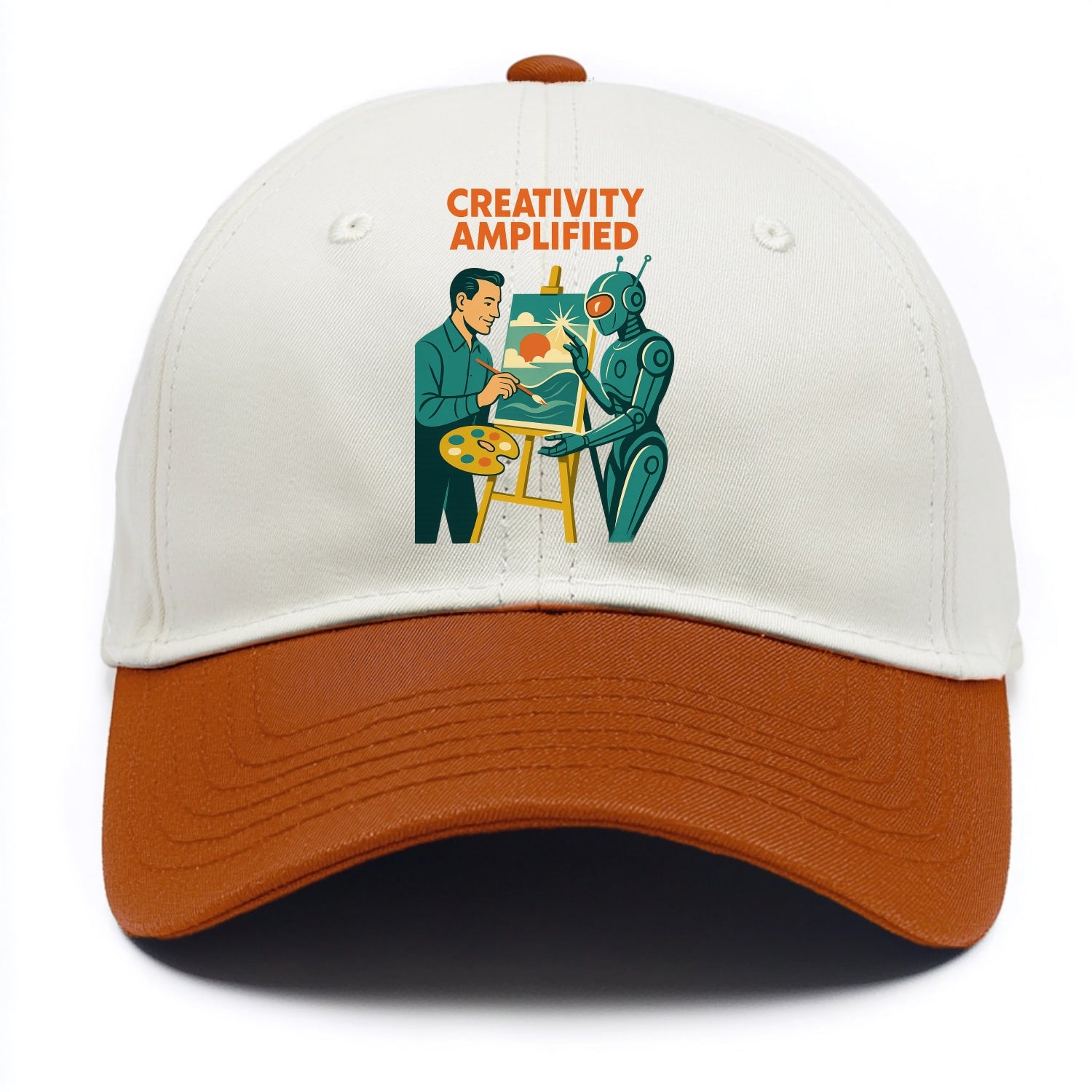 Artist and AI creating beautiful masterpiece together - "Creativity Amplified" - - Two Tone Cap - Orange