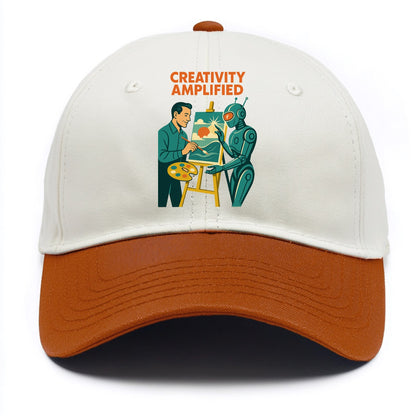 Artist and AI creating beautiful masterpiece together - "Creativity Amplified" - - Two Tone Cap - Orange
