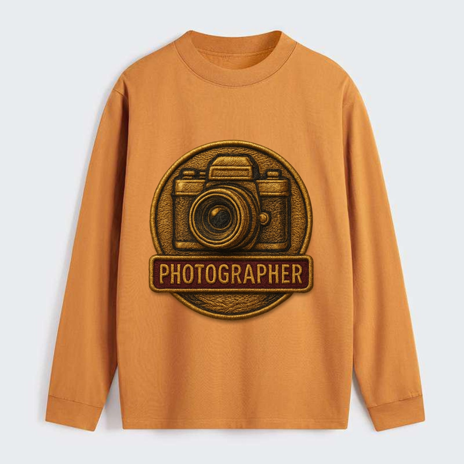 Camera with vintage lens - photographer badge - Classic Long Sleeve Shirt - Orange
