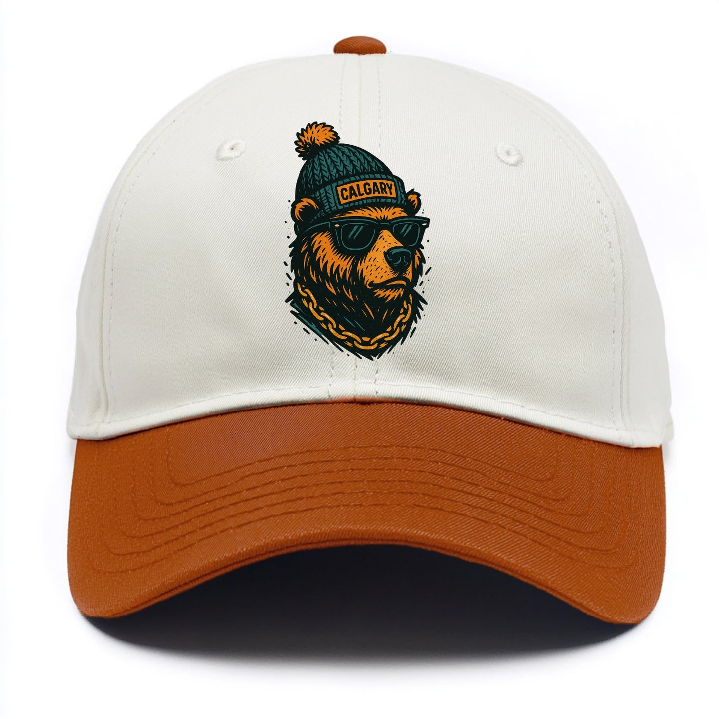 Calgary Grizzly Bear wearing Calgary bea - Two Tone Cap - Orange