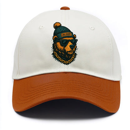Calgary Grizzly Bear wearing Calgary bea - Two Tone Cap - Orange