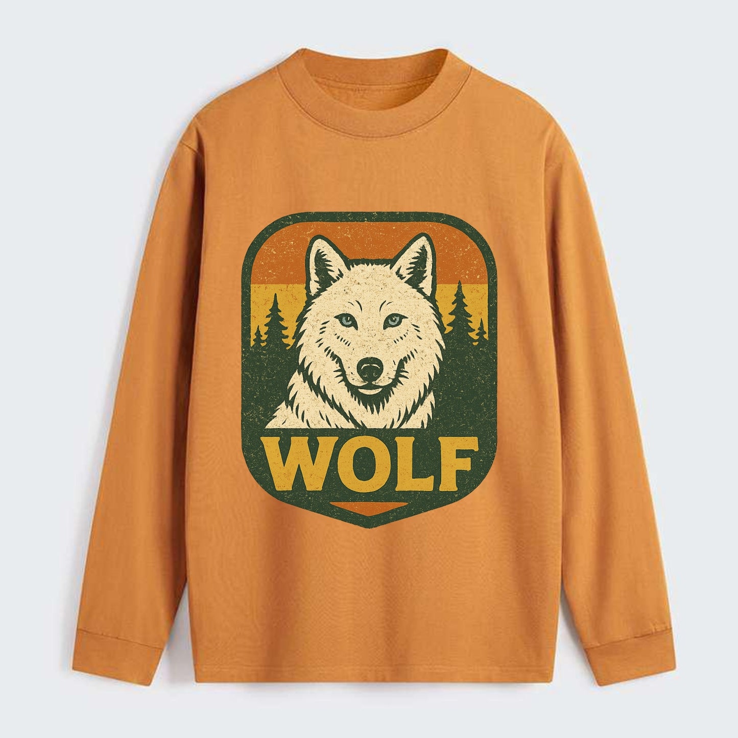 Arctic White Wolf  - Classic Long Sleeve Shirt - Orange