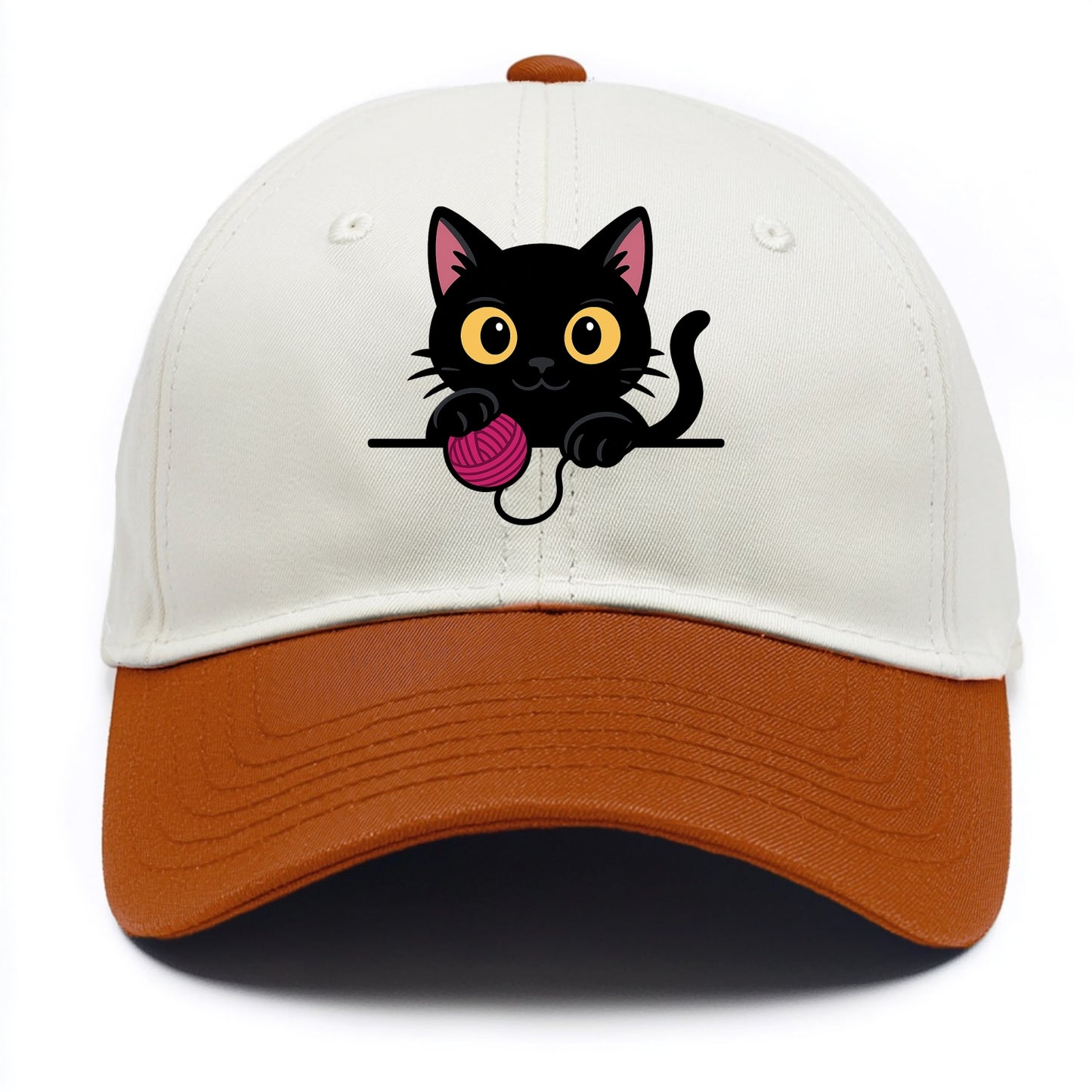 Midnight the black cat tapping the ledge rhythmically with one bright claw. - Two Tone Cap - Orange
