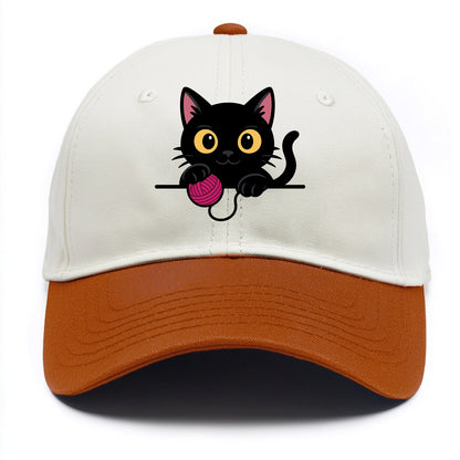 Midnight the black cat tapping the ledge rhythmically with one bright claw. - Two Tone Cap - Orange