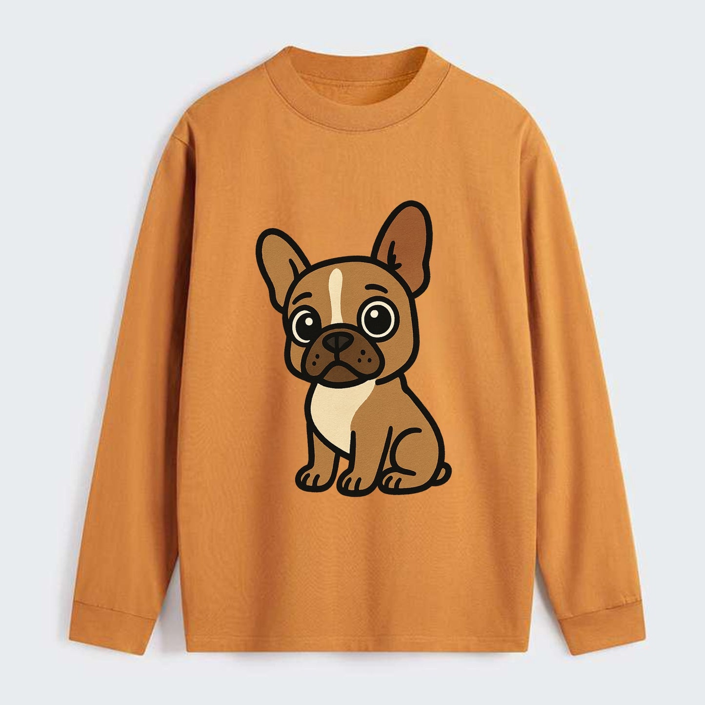 French Bulldog - Head tilt one ear up - Classic Long Sleeve Shirt - Orange