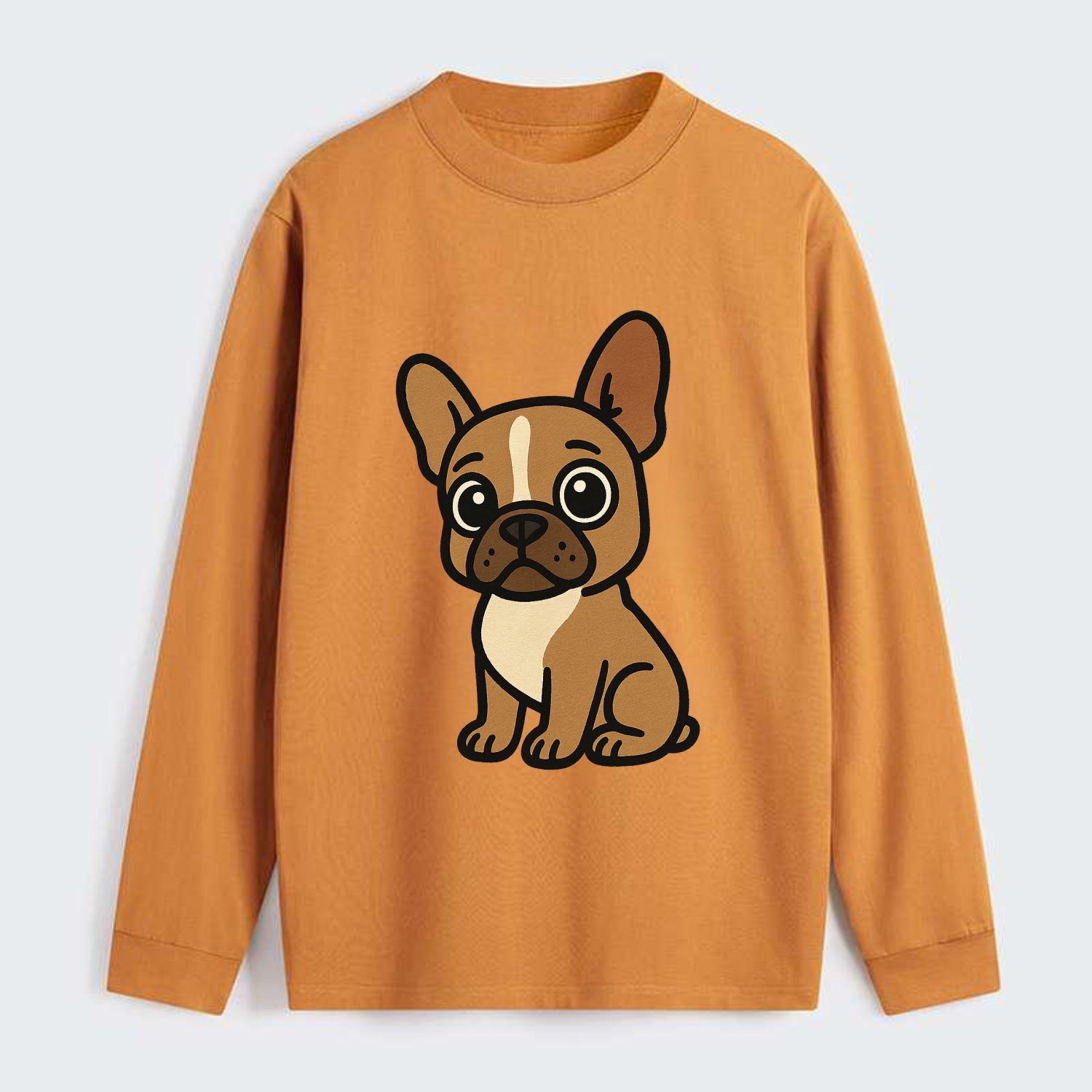 French Bulldog - Head tilt one ear up - Classic Long Sleeve Shirt - Orange