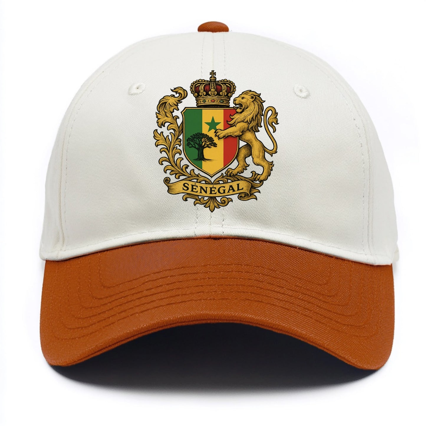Senegal Lion Emblem  - Two Tone Cap - Orange
