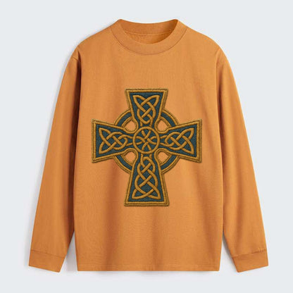 Book Of Kells Cross - Classic Long Sleeve Shirt - Orange