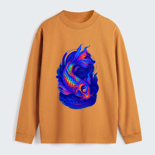 Sacred koi with scales reflecting rainbow prisms, yin-yang patterns in - Classic Long Sleeve Shirt