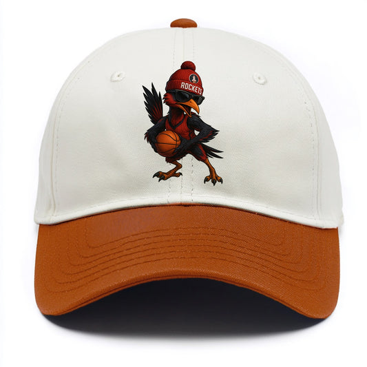 Houston Roadrunner wearing Rockets beanie with launch pad patch and wayfarer - Two Tone Cap - Orange
