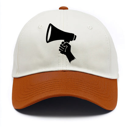 Megaphone silhouette - voice and protest ink brushwork - Two Tone Cap - Orange