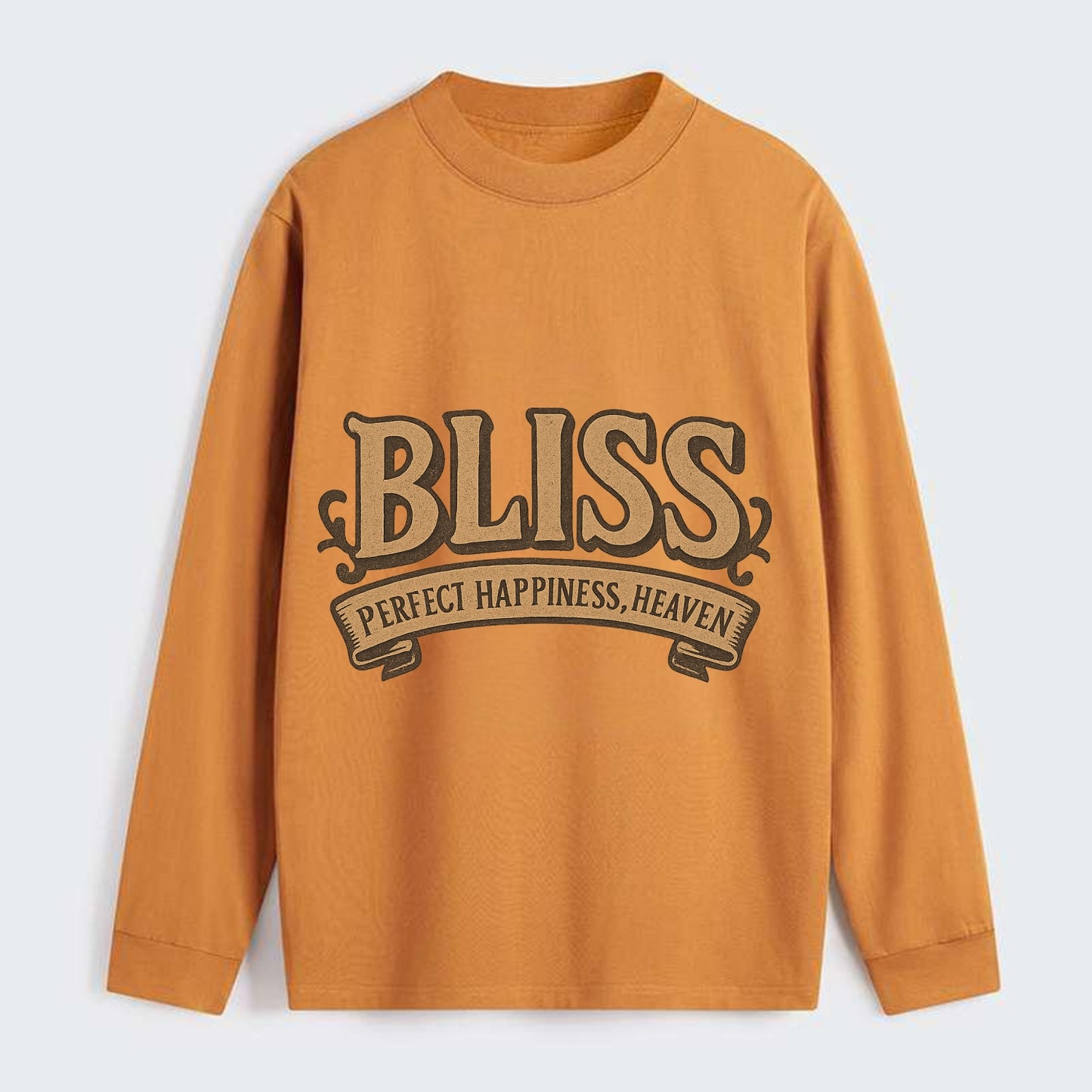 Bold typography design - "BLISS" - perfect happiness, heaven - Classic Long Sleeve Shirt - Orange