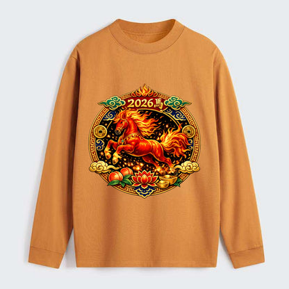 FIRE HORSE | Flaming mane and tail horse | Blazing orange and red - Classic Long Sleeve Shirt - Orange