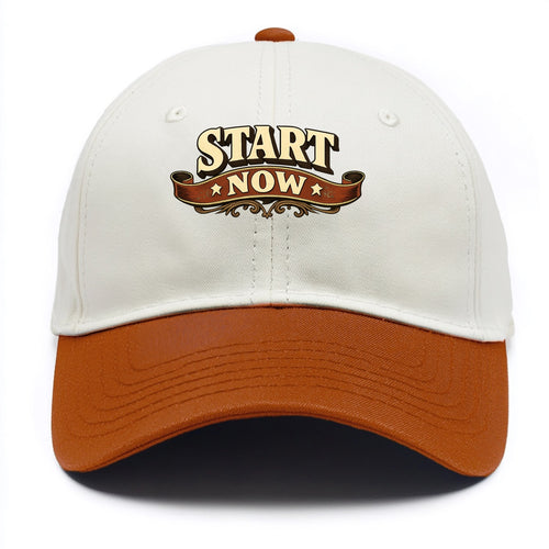 Bold typography design - START NOW - begin immediately, no delay - Two Tone Cap