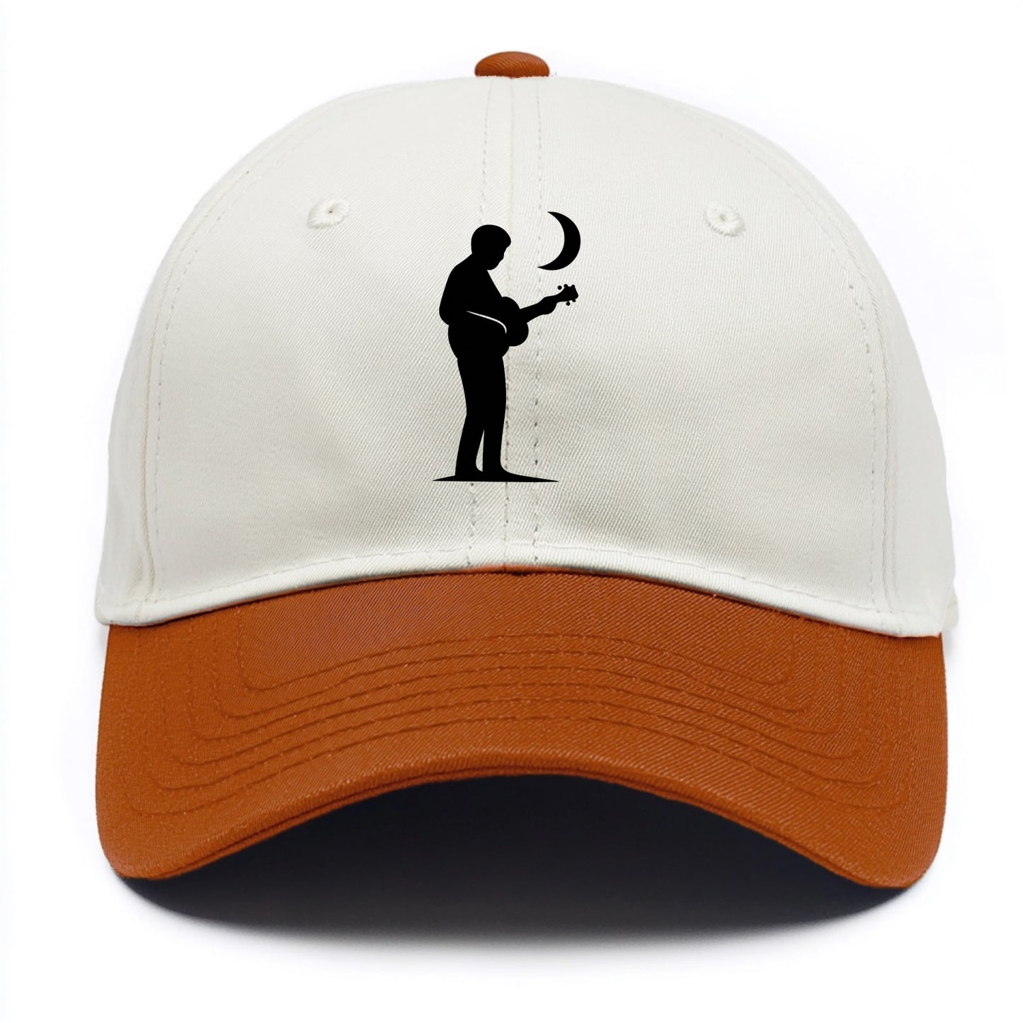 Guitarist playing acoustic under moonlight - Two Tone Cap - Orange