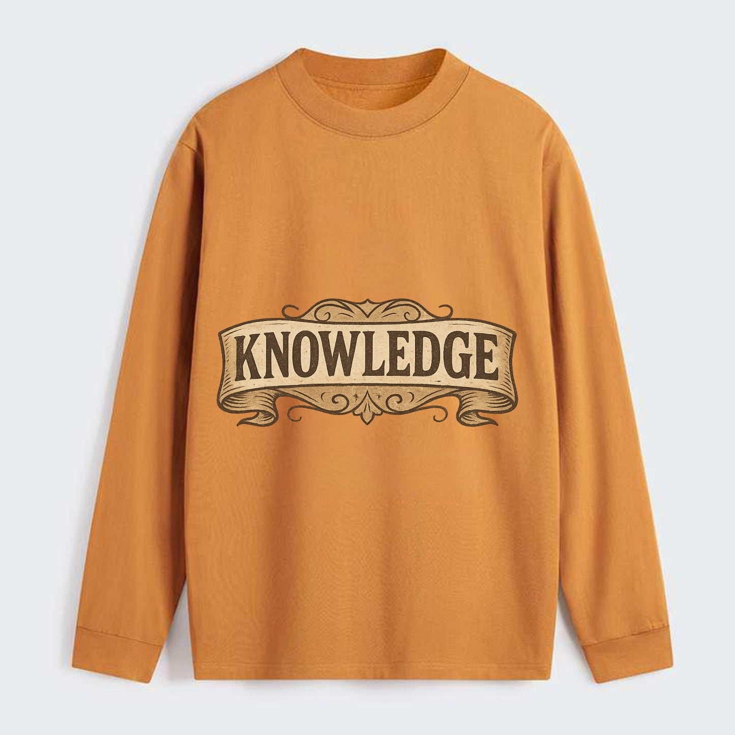 Bold typography design - "KNOWLEDGE" - learning, understanding - Classic Long Sleeve Shirt - Orange