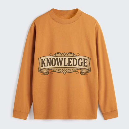 Bold typography design - "KNOWLEDGE" - learning, understanding - Classic Long Sleeve Shirt - Orange