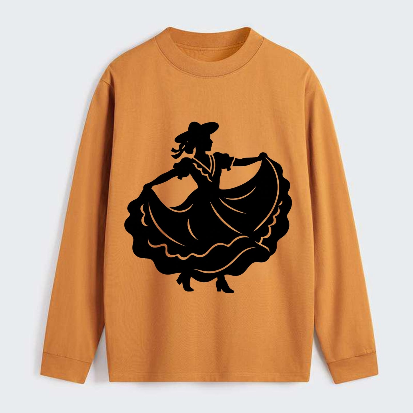 Mexican folk dancer twirling skirt - Classic Long Sleeve Shirt - Orange