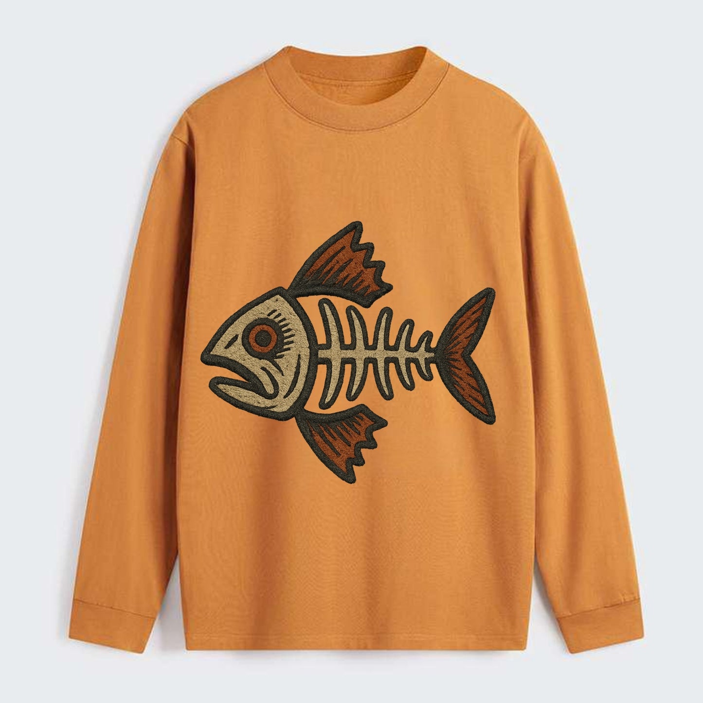 Fish Skeleton  - Classic Long Sleeve Shirt - Orange