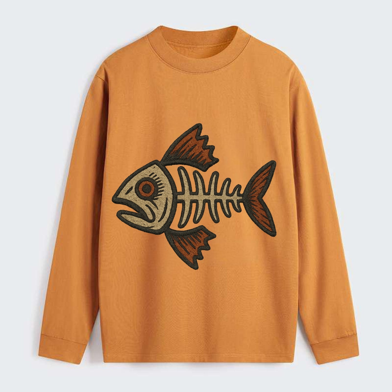 Fish Skeleton  - Classic Long Sleeve Shirt - Orange
