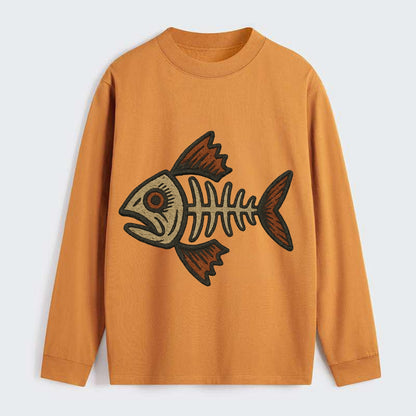 Fish Skeleton  - Classic Long Sleeve Shirt - Orange